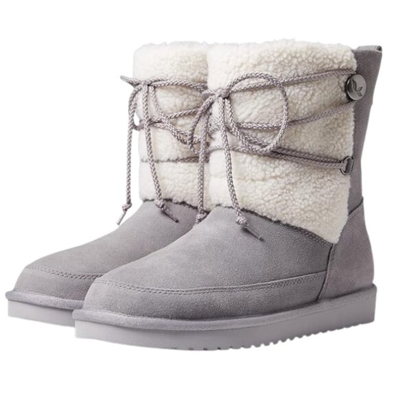 Koolaburra by UGG Women's Grey White Faux Wool Michon Short Winter Boots Size 9 - Picture 1 of 9
